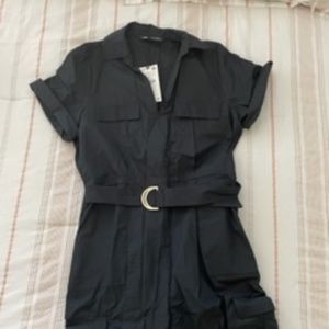 Zara Poplin Cargo Jumpsuit